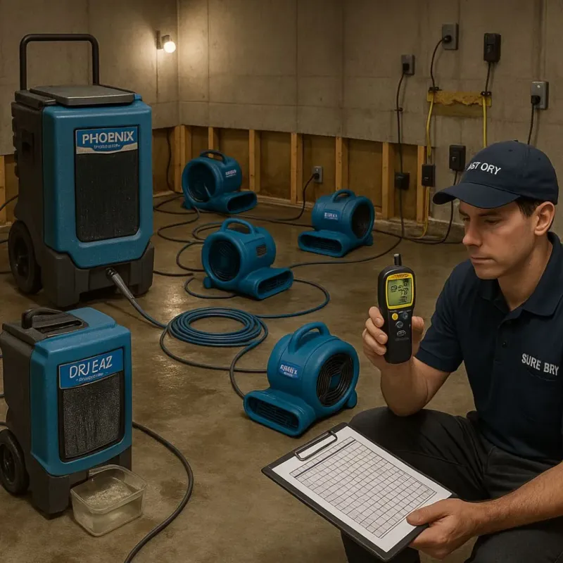 Structural Drying and Dehumidification process in Hampton, AR